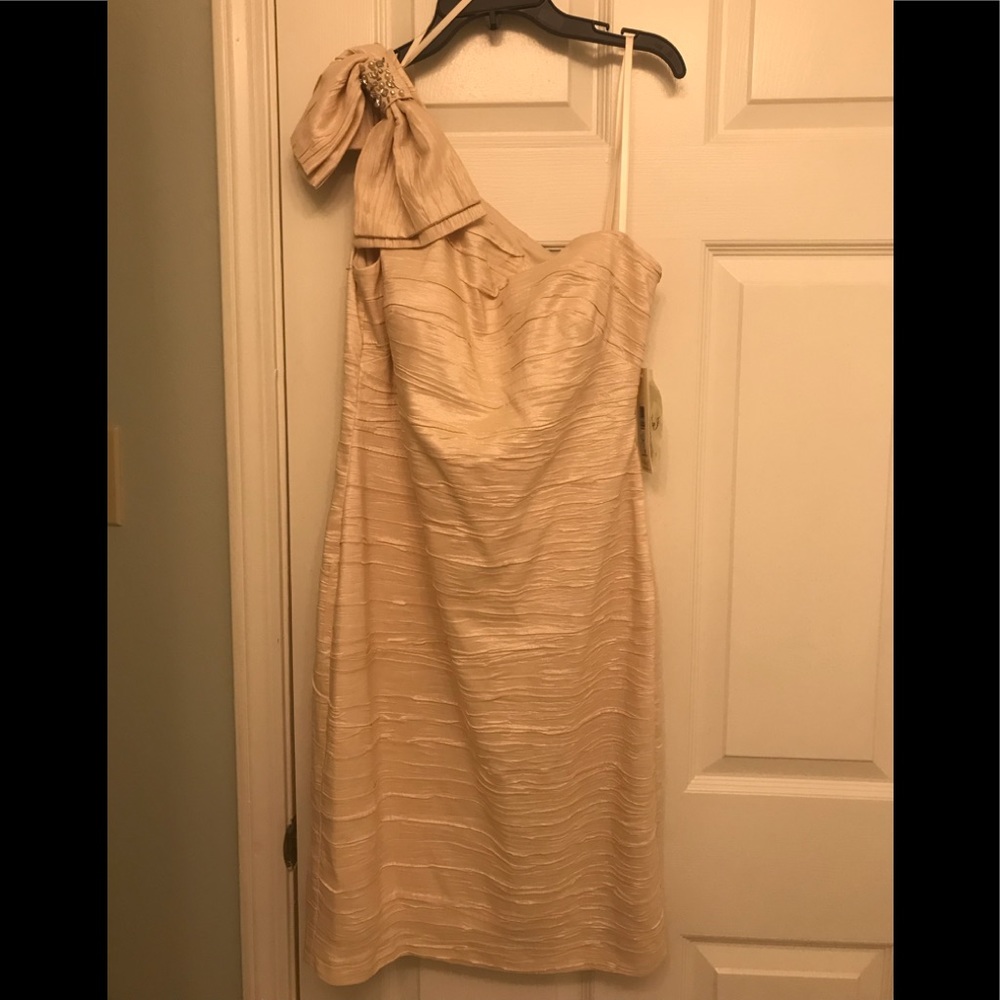 Blush colored one shoulder Eliza J Size 8 cocktail